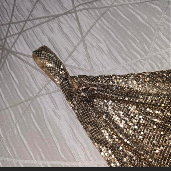 Vintage Whiting & Davis Gold Mesh Cowl Drape Top - Picture 4 of 5